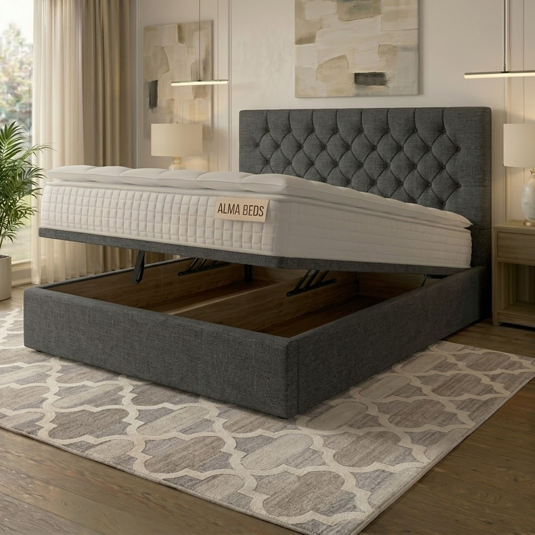 Charcoal Chenille Seville Chesterfield Ottoman
